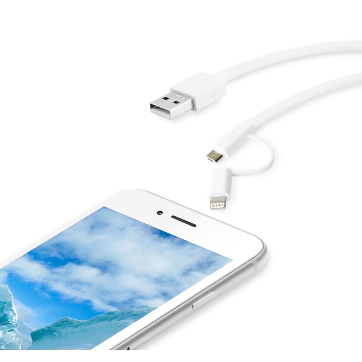 QILIVE Câble Micro USB et lightning MFI - Blanc