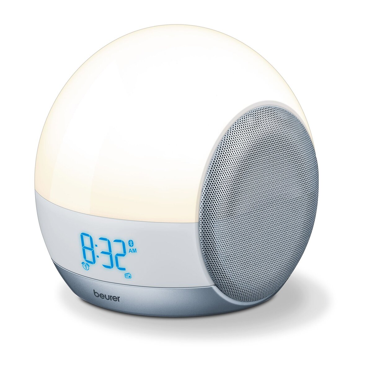 BEURER Radio-réveil lumineux 4 en 1 connecté Bluetooth WL 90 : simulation colorée du lever et du coucher du soleil avec signal sonore, radio et 10 mélodies de réveil