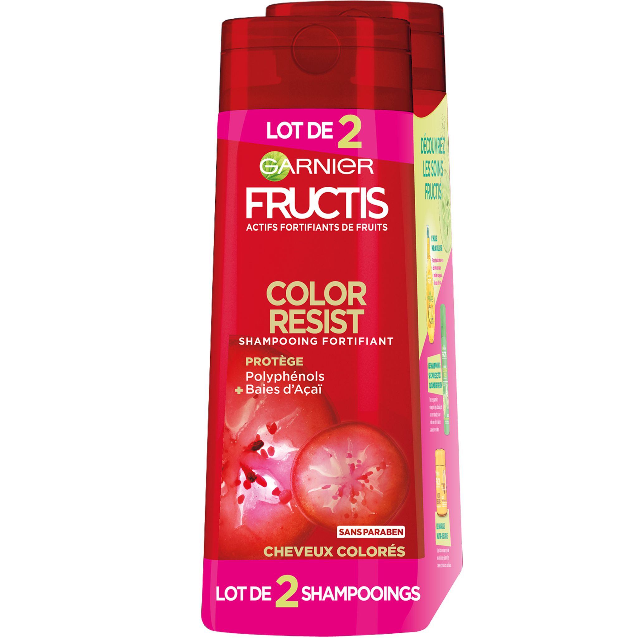 FRUCTIS Shampoing fortifiant color resist cheveux colorés 2x250ml pas ...