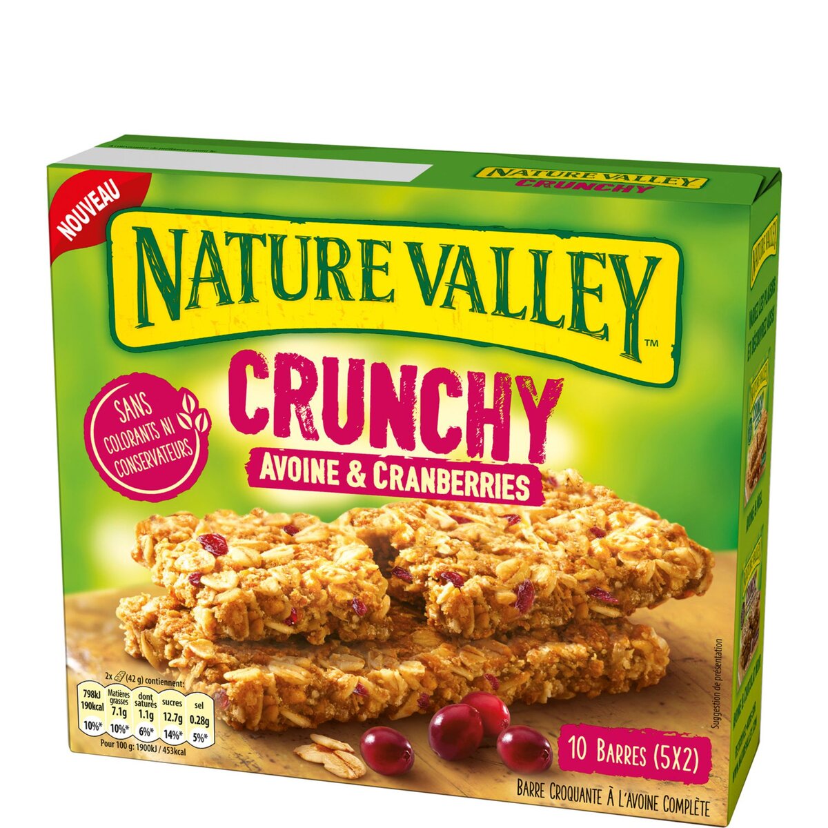 NATURE VALLEY Nature Valley 10 Barres de céréales crunchy avoine et cranberries 210g 10 barres