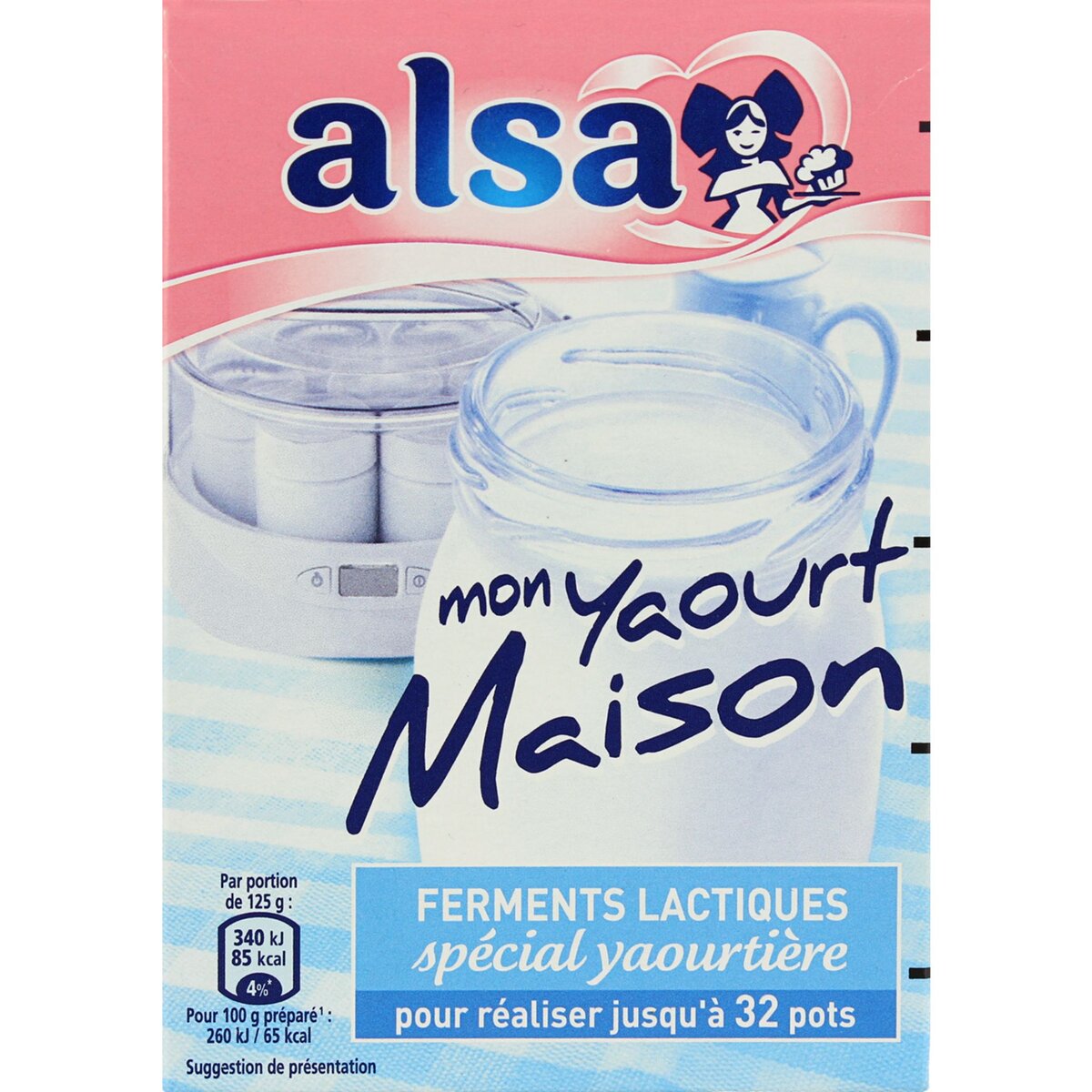 ALSA Mon yaourt maison, ferments lactiques spécial yaourtière 32 pots 4x2g