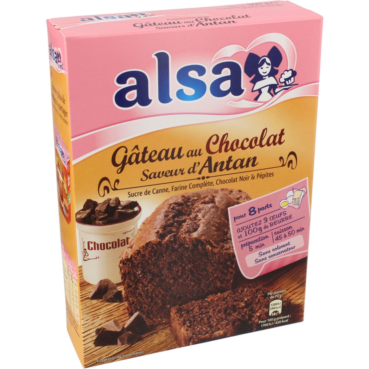 ALSA Préparation pour gâteau au chocolat saveur d'Antan 8 parts 300g