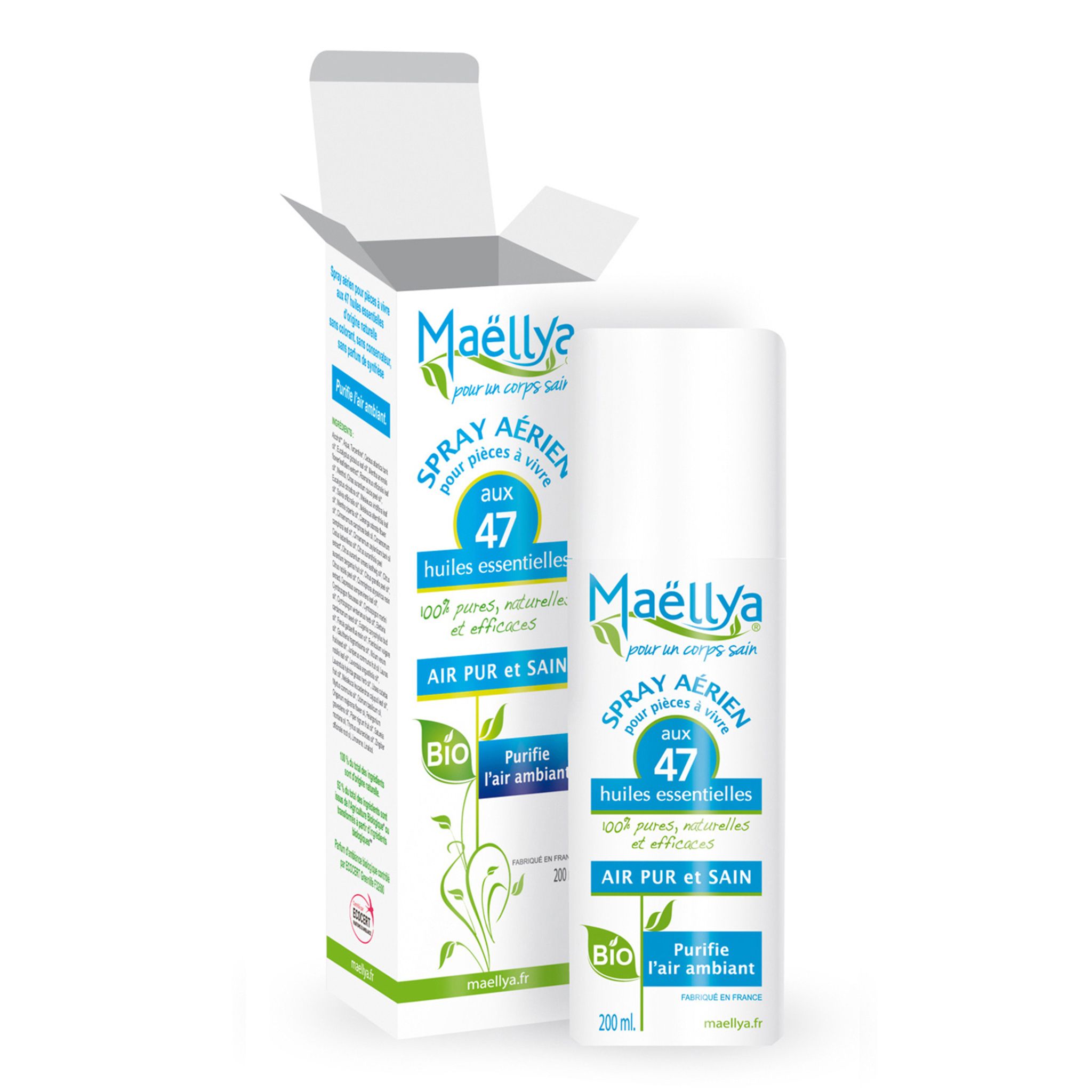 Voir la diapositive 2 : Maellya spray air pur aux 47 huiles essentielles 200ml