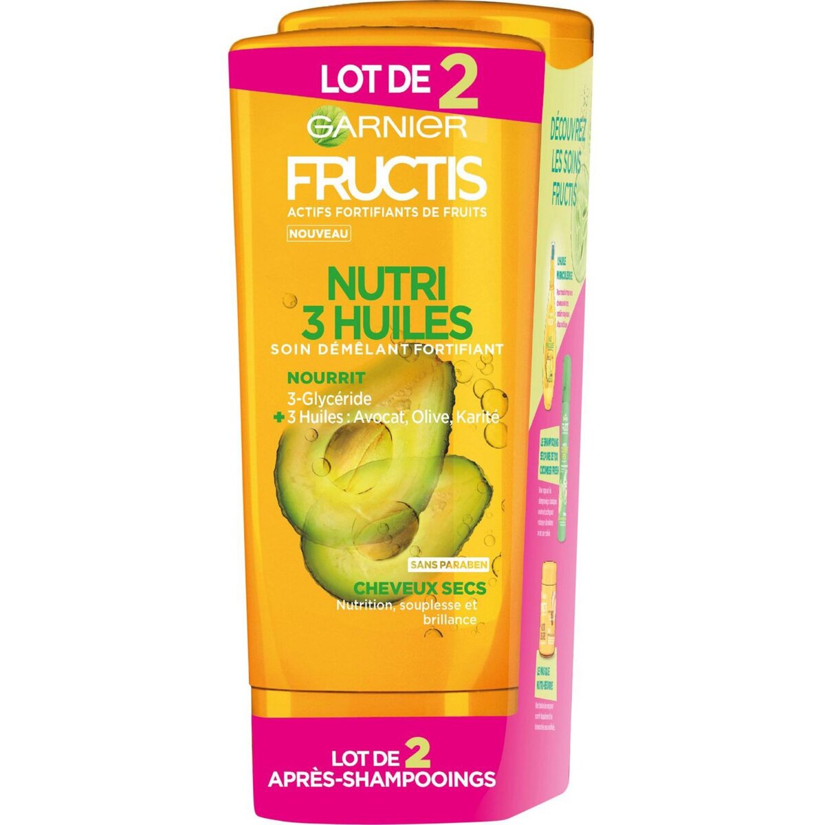 GARNIER Garnier fructis après shampooing nutrition 3huiles 2x200ml