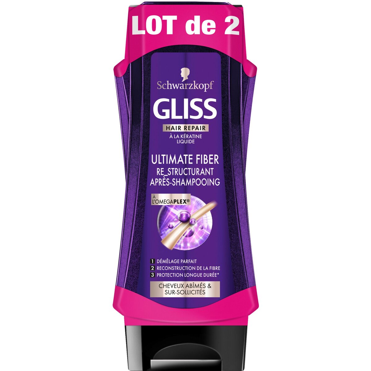 GLISS Après-shampooing re-structurant à l'omegaplex cheveux abîmés 2x200ml