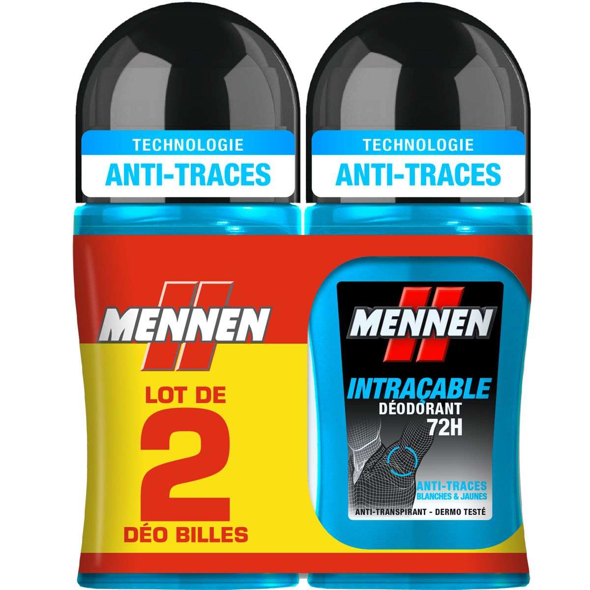MENNEN Mennen déodorant bille 72h intraçable 2x50ml