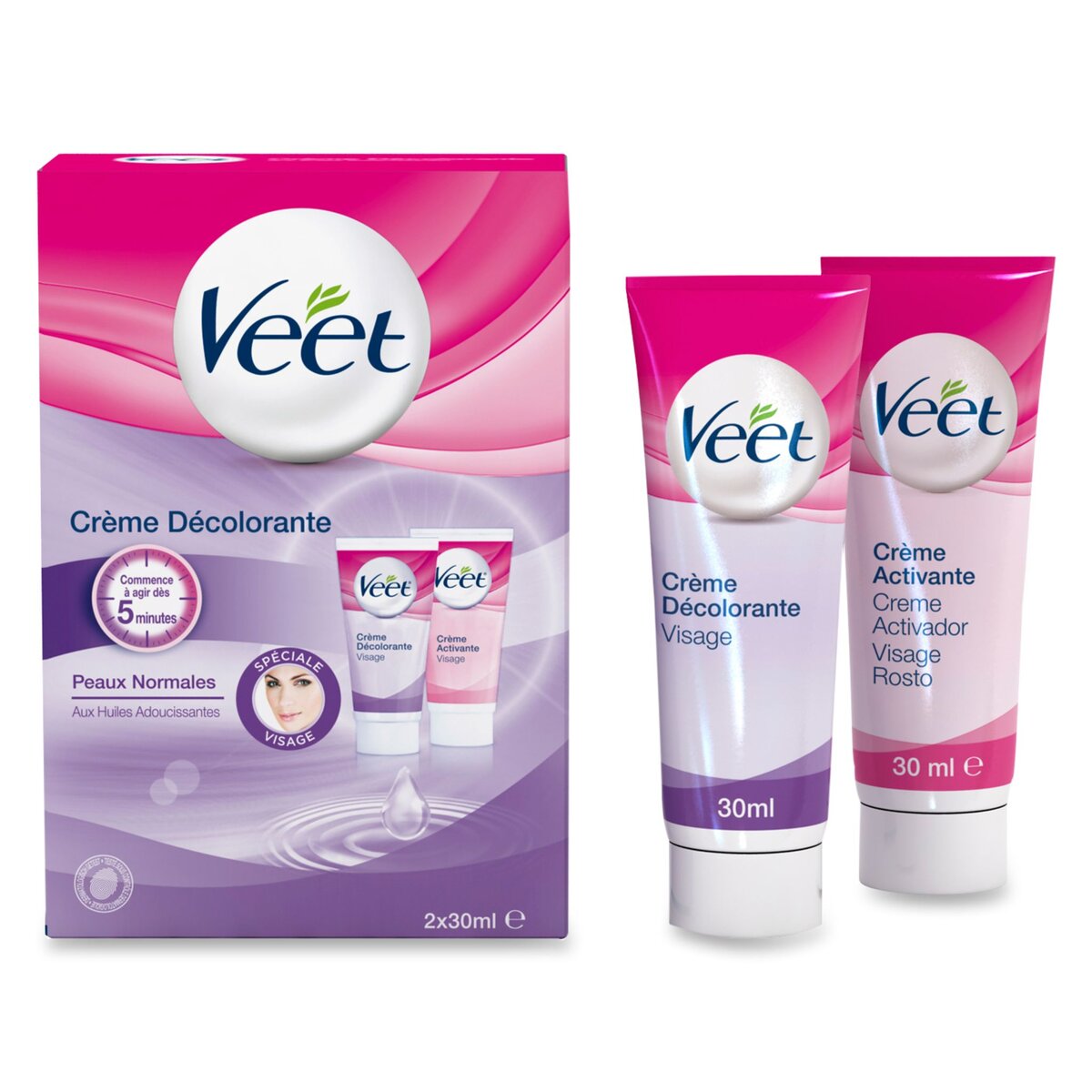 VEET Veet crème décolorante pour visage x2 30ml pas cher Auchan.fr
