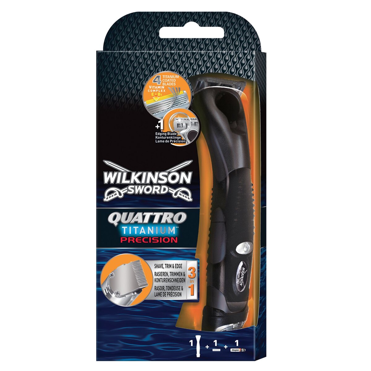 WILKINSON Quattro Titanium Precision rasoir électrique avec pile & recharge 1 recharge 1 rasoir