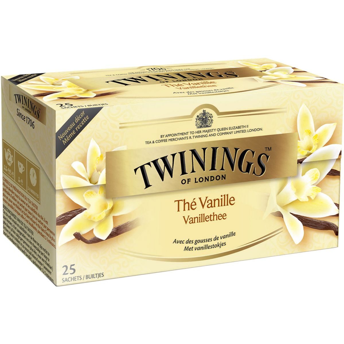 TWININGS Thé noir vanille 25 sachets 50g