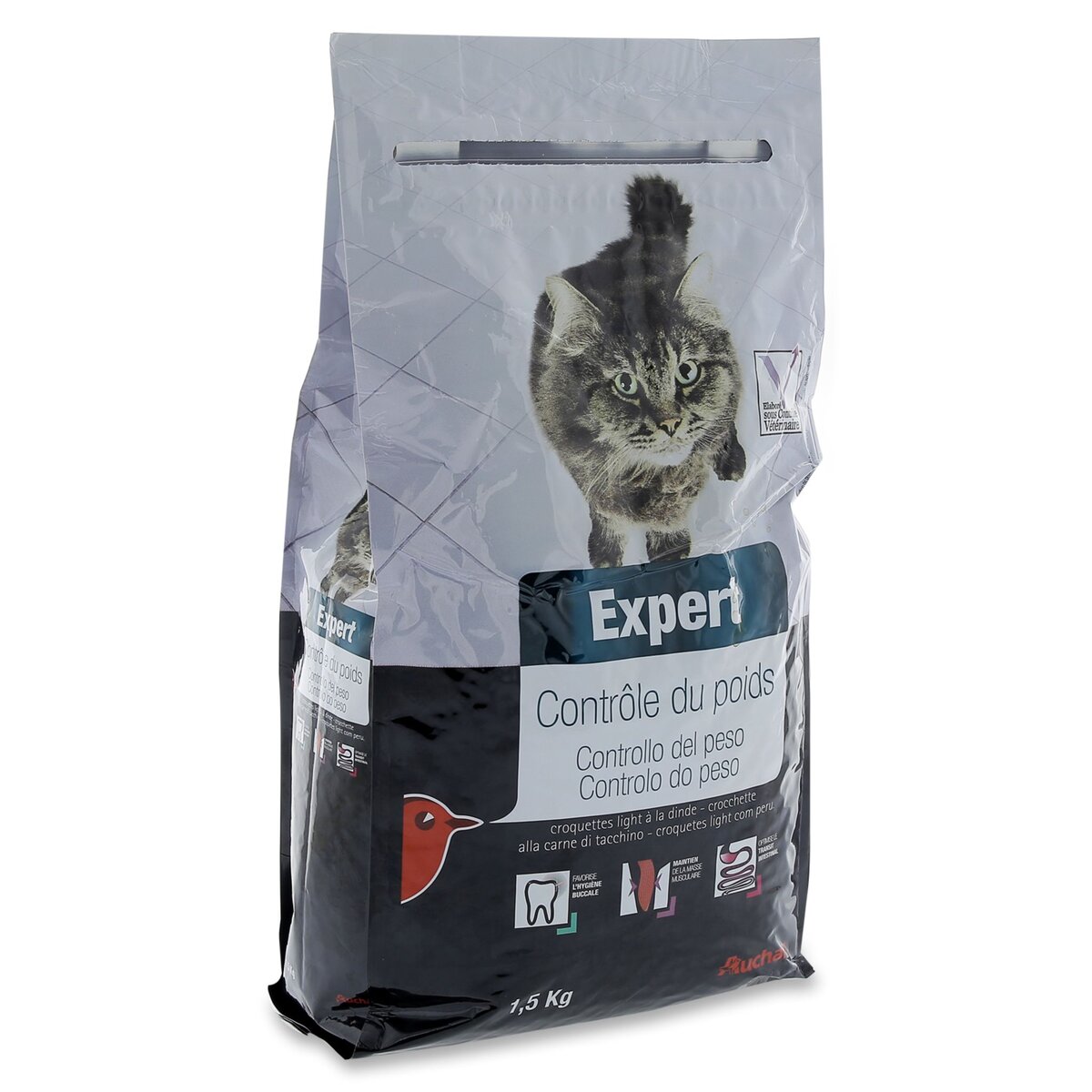 AUCHAN Auchan Expert croquettes à la dinde contrôle de poids pour chat 1,5kg 1,5kg