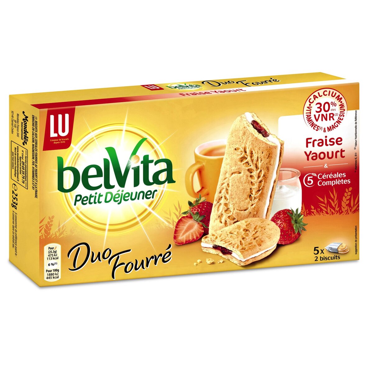 BELVITA Belvita duo fourré fraise yaourt 253g