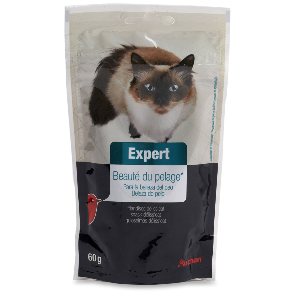 AUCHAN Auchan expert déliss'cat snack beauté pelage pour chat 60g