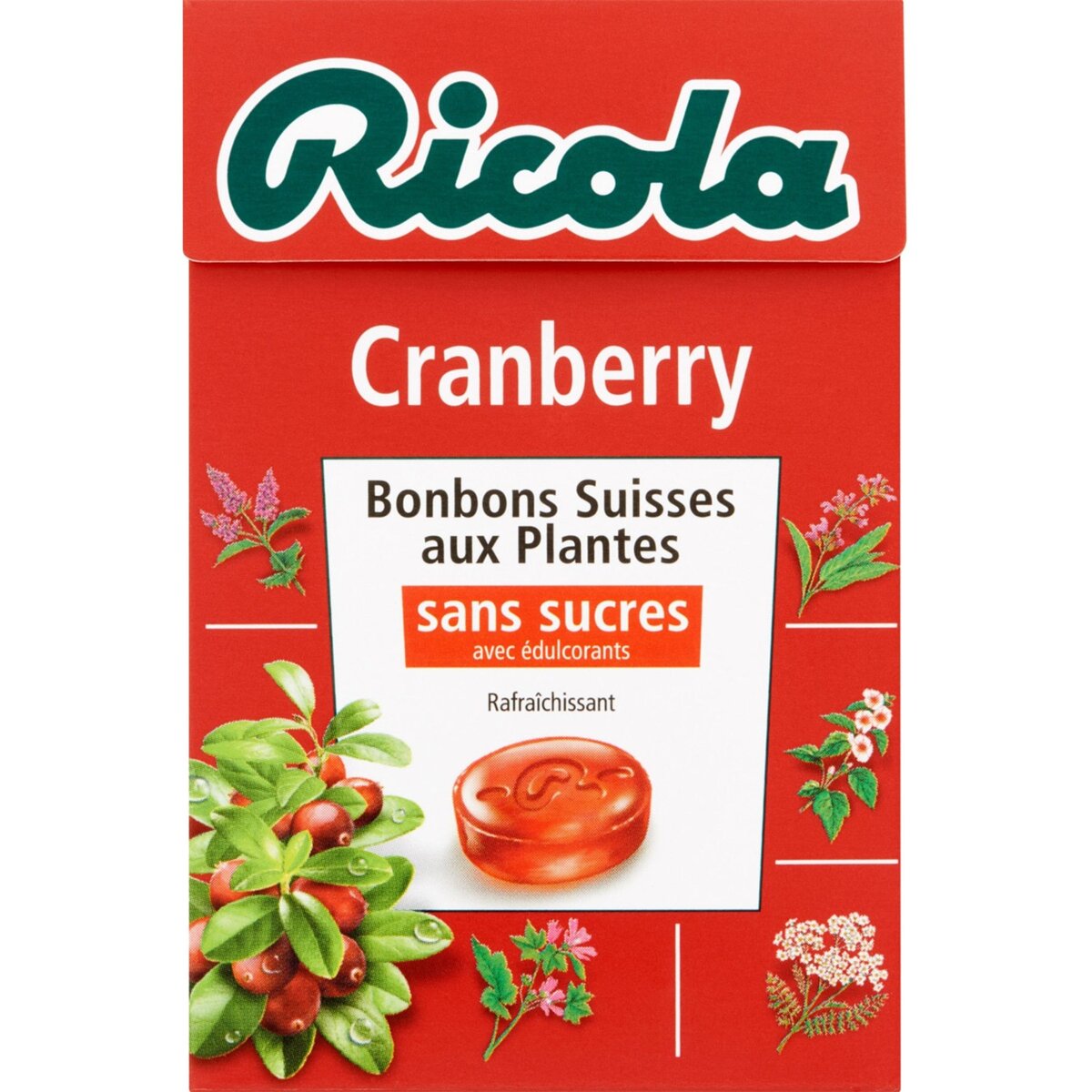 RICOLA Bonbons suisses aux plantes sans sucres saveur cranberry 50g