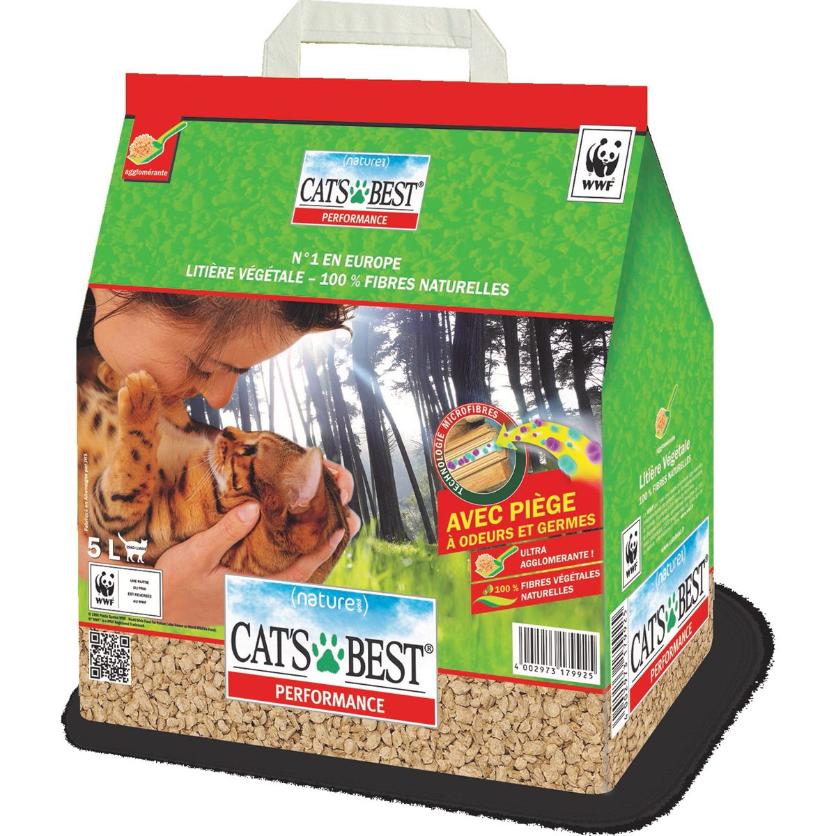 CAT'S BEST Cat's best Performance litière végétale ultra agglomérante pour chat 2,3kg 2,3kg