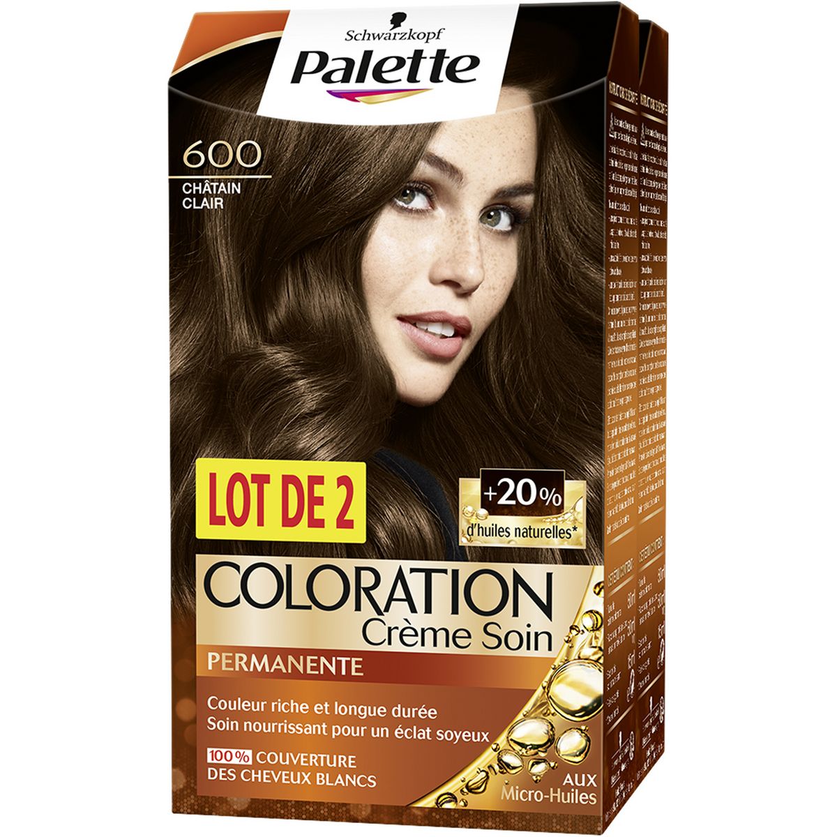 SCHWARZKOPF PALETTE Coloration crème soin permanente N°600 châtain clair 2