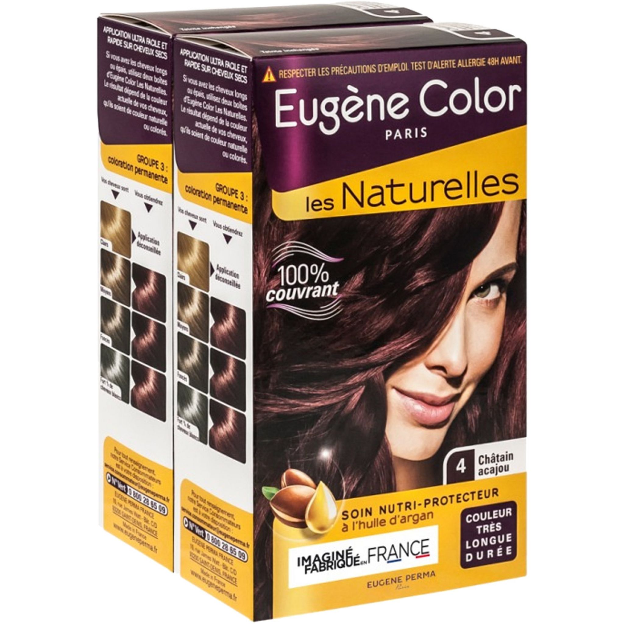 Voir la diapositive 2 : EUGENE COLOR Eugène Color n°4 châtain acajou x2