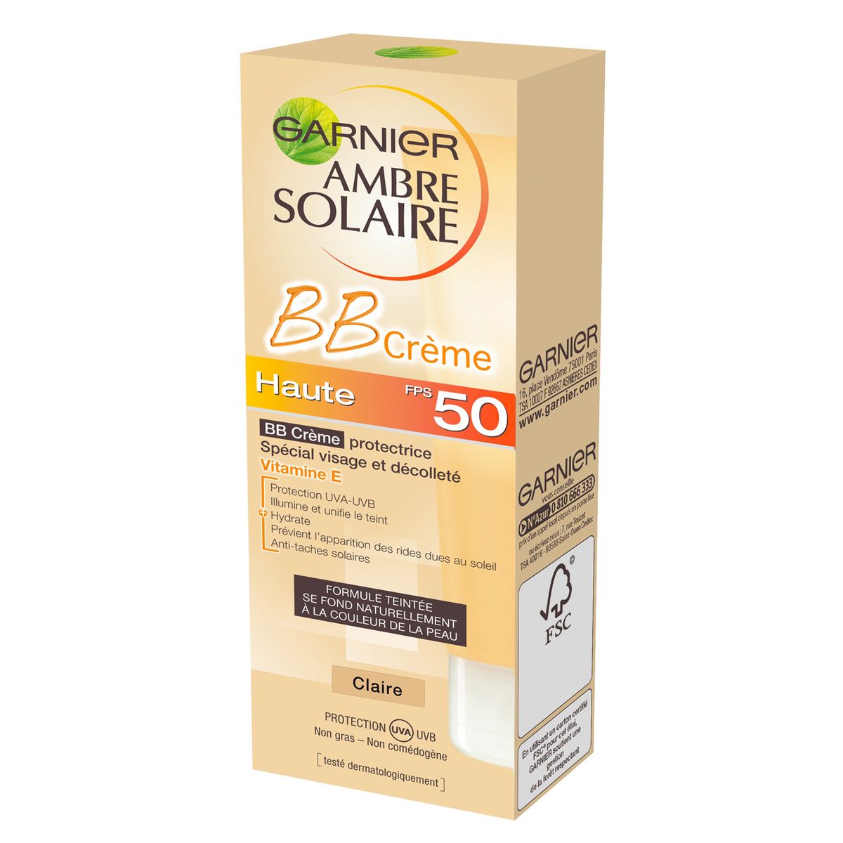 GARNIER Ambre Solaire bb crème claire protectrice FPS50 50ml