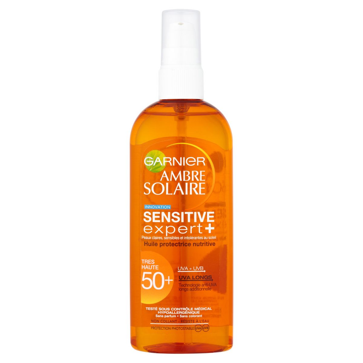 GARNIER Ambre Solaire huile protectrice peaux claires & sensibles SPF50+ 150ml