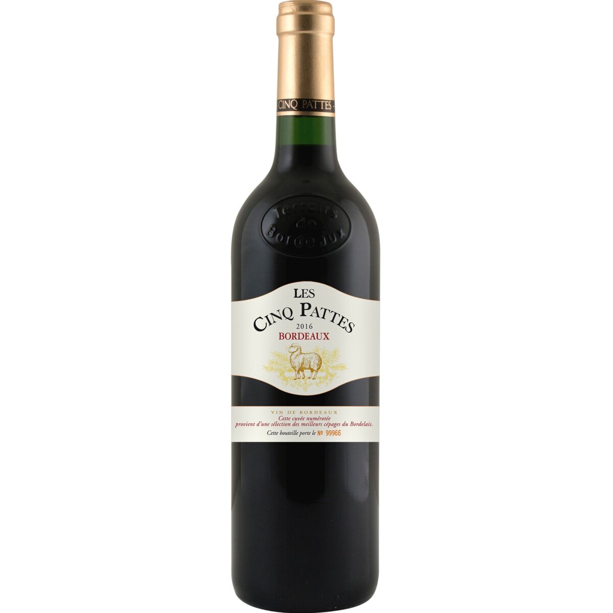 Vin rouge AOP Bordeaux les Cinq Pattes 75cl