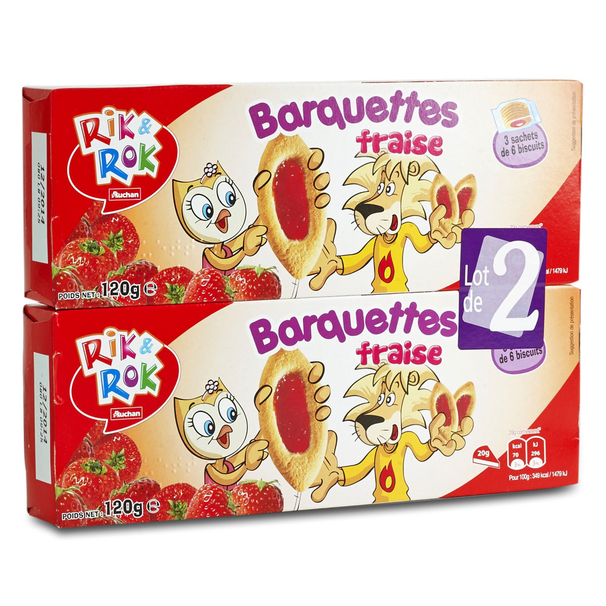 AUCHAN RIK ET ROK Rik & Rok barquette fraise 2x120g pas cher - Auchan.fr