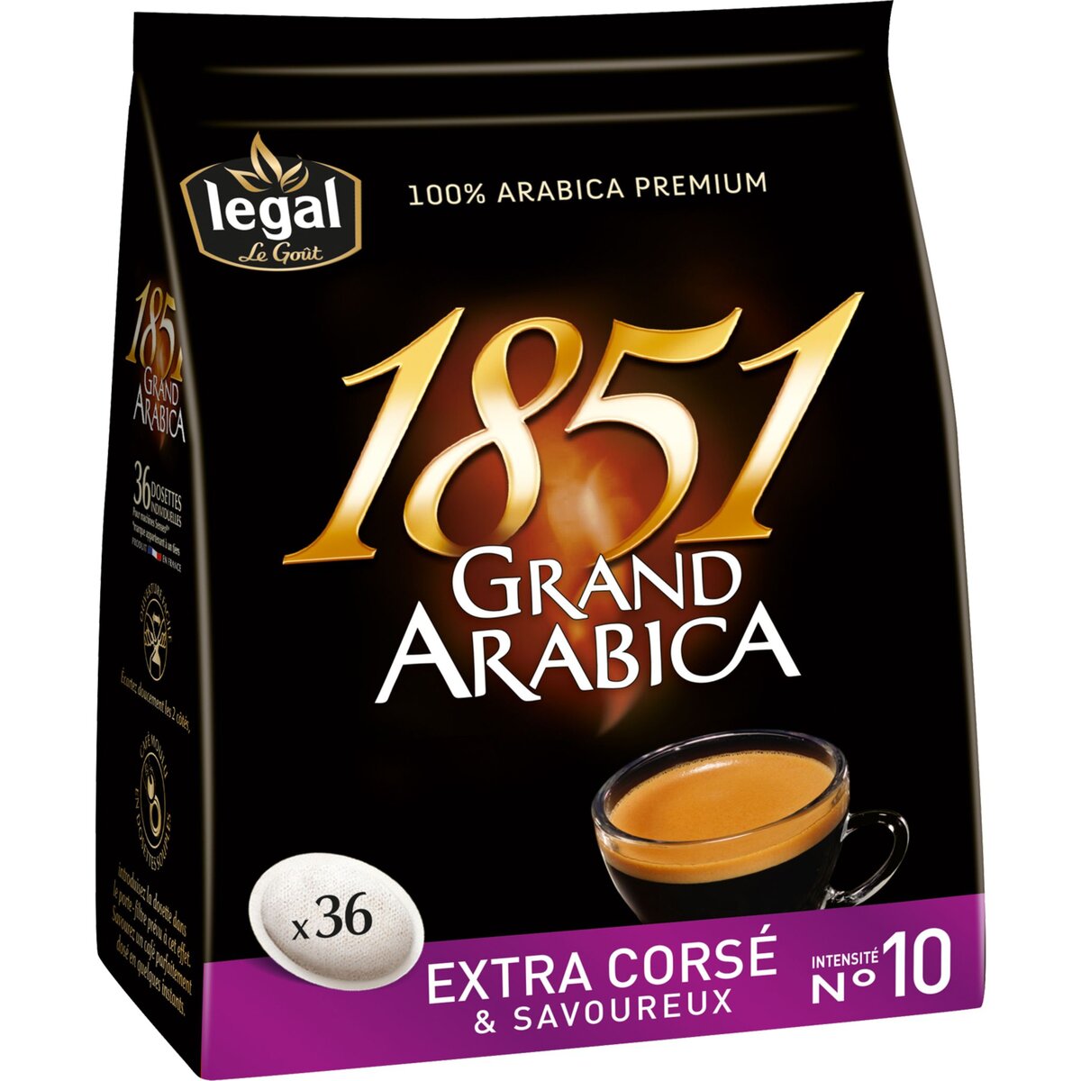 LEGAL Legal 1851 café grand arabica extra corsé dosette x36 -250g