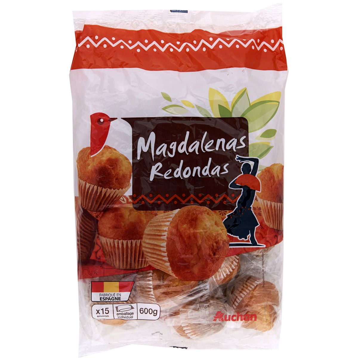 AUCHAN Madeleine ronde 15 madeleines 600g