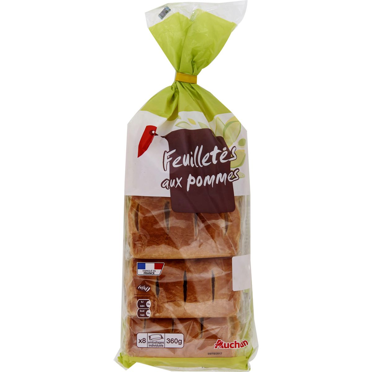 AUCHAN Auchan chausson aux pommes x8 -360g