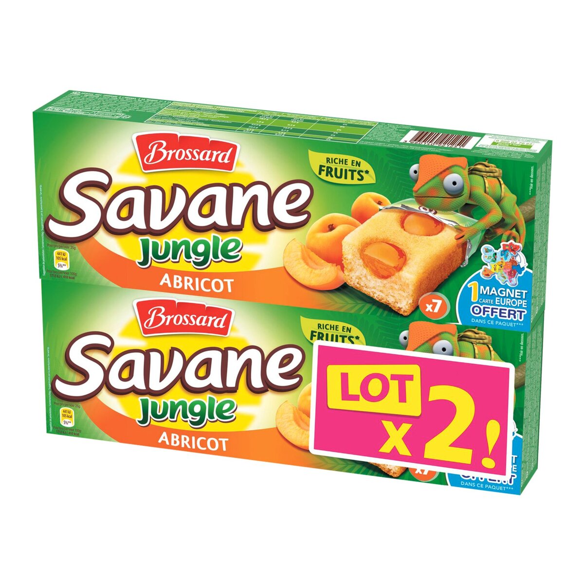 BROSSARD Savane Jungle abricot, sachets fraîcheur Lot de 2 2x7 gâteaux 2x175g 2x7 gâteaux 2x175g