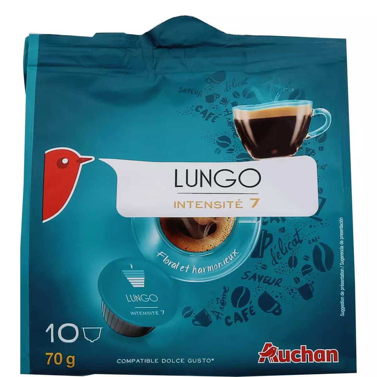 AUCHAN Auchan café lungo compatible dolce gusto capsule x10 -70g