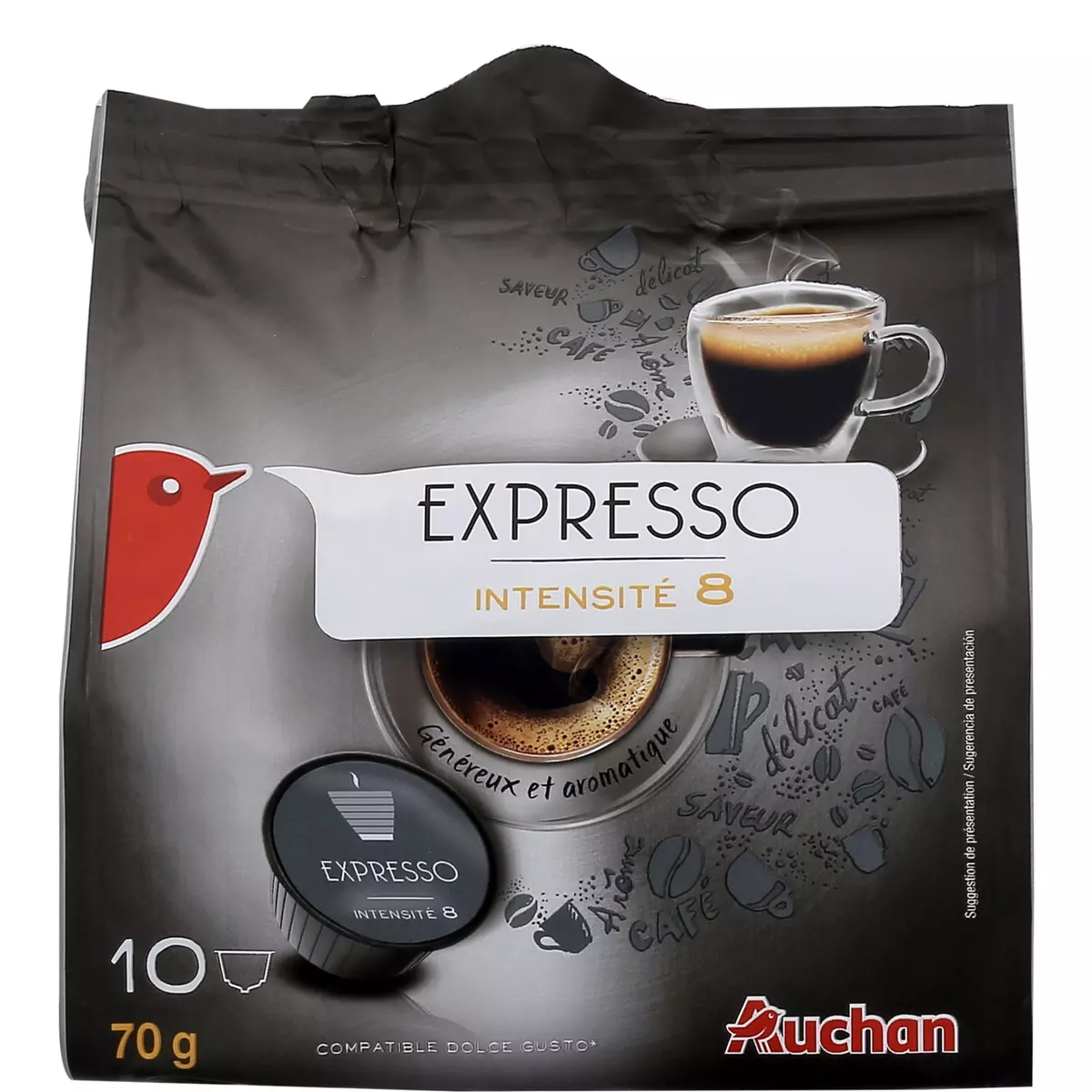 AUCHAN Auchan café espresso compatible dolce gusto capsule x10 -70g