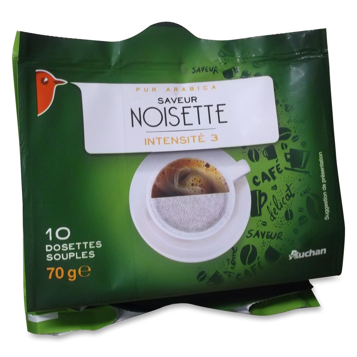 AUCHAN Auchan café saveur noisette intensité 3 dosette x10 -70g