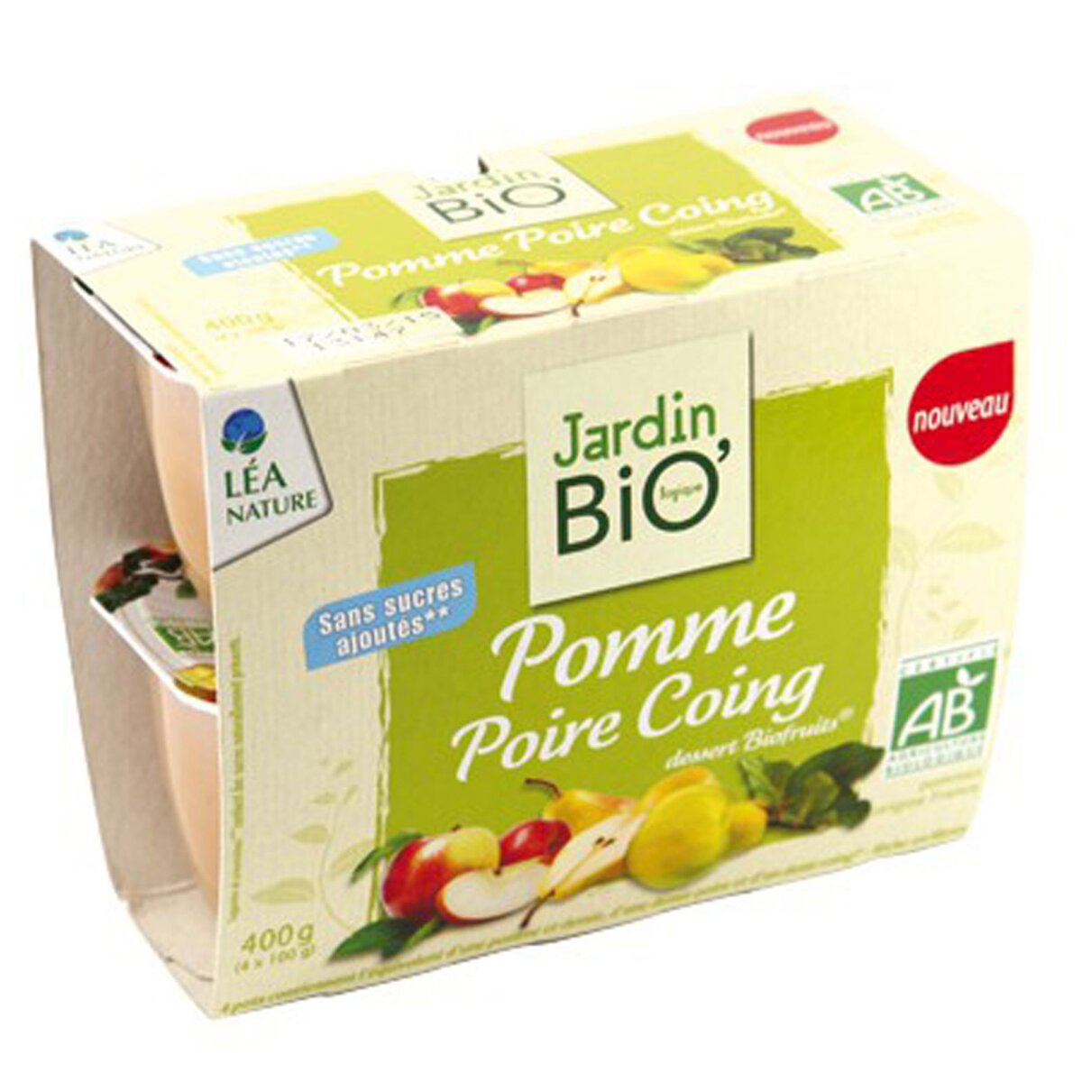 JARDIN BIO Jardin Bio Coupelles pomme poire coing sans sucres ajoutés 4x100g 4x100g