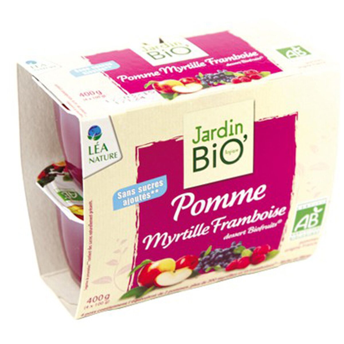 JARDIN BIO Jardin Bio fruits pomme myrtille framboise 400g