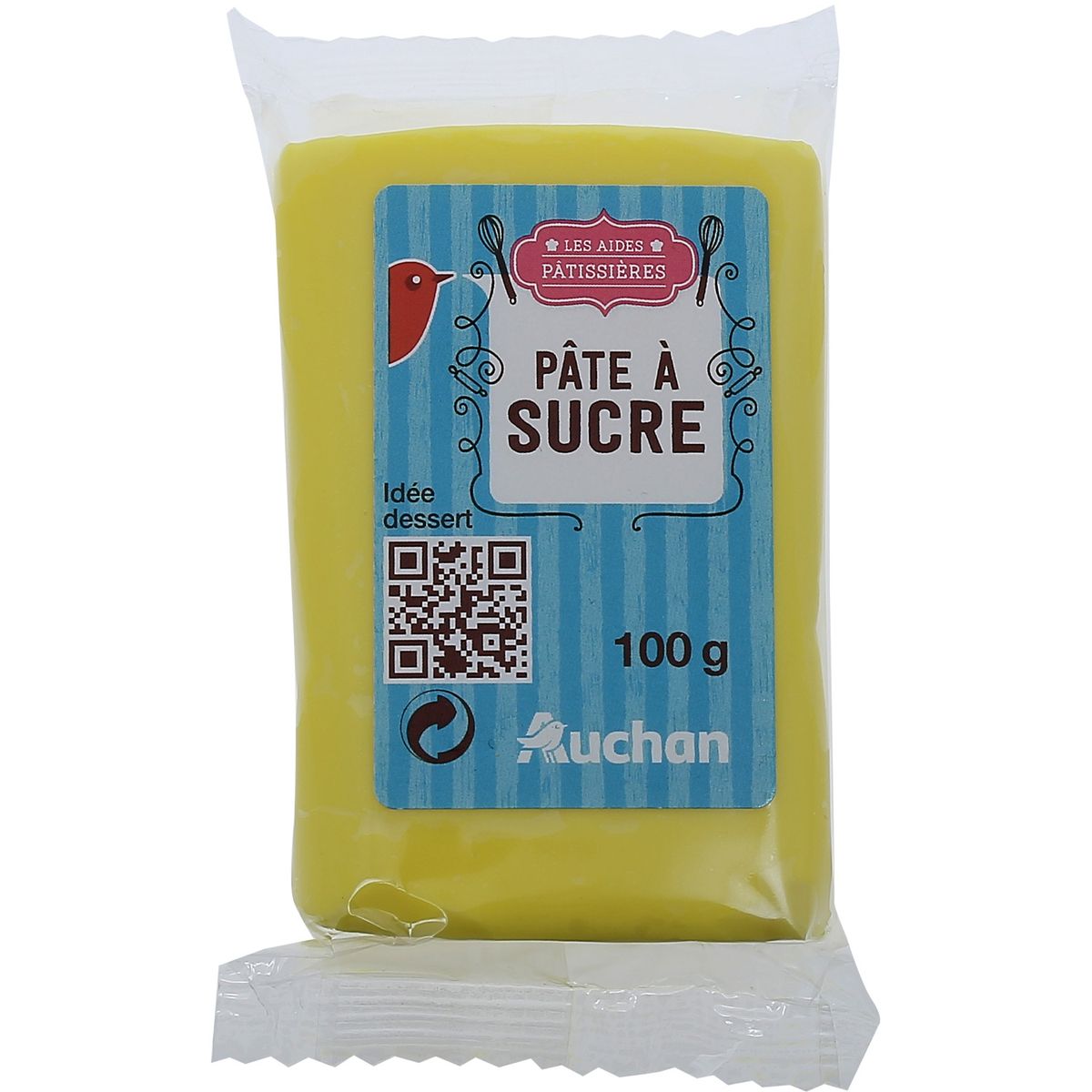 AUCHAN Pâte à sucre jaune 100g