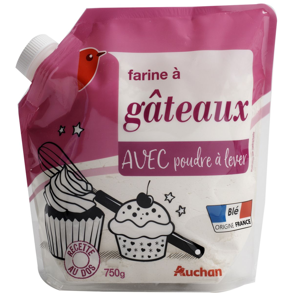 AUCHAN Farine à gâteaux avec poudre à lever 750g