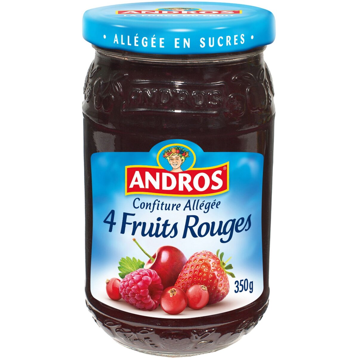 ANDROS Confiture aux 4 fruits allégée en sucres 350g