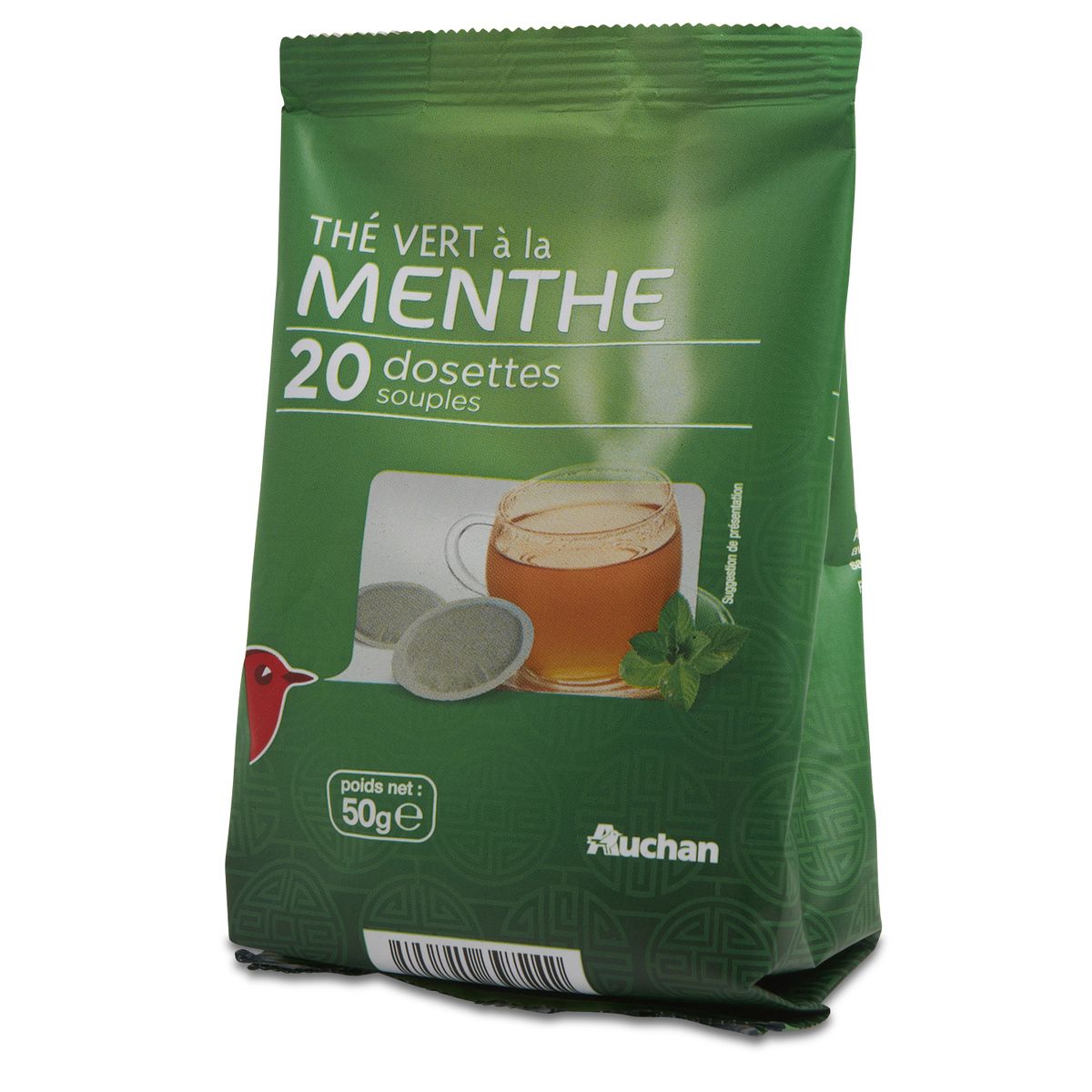 AUCHAN Auchan thé vert à la menthe dosette x20 -50g