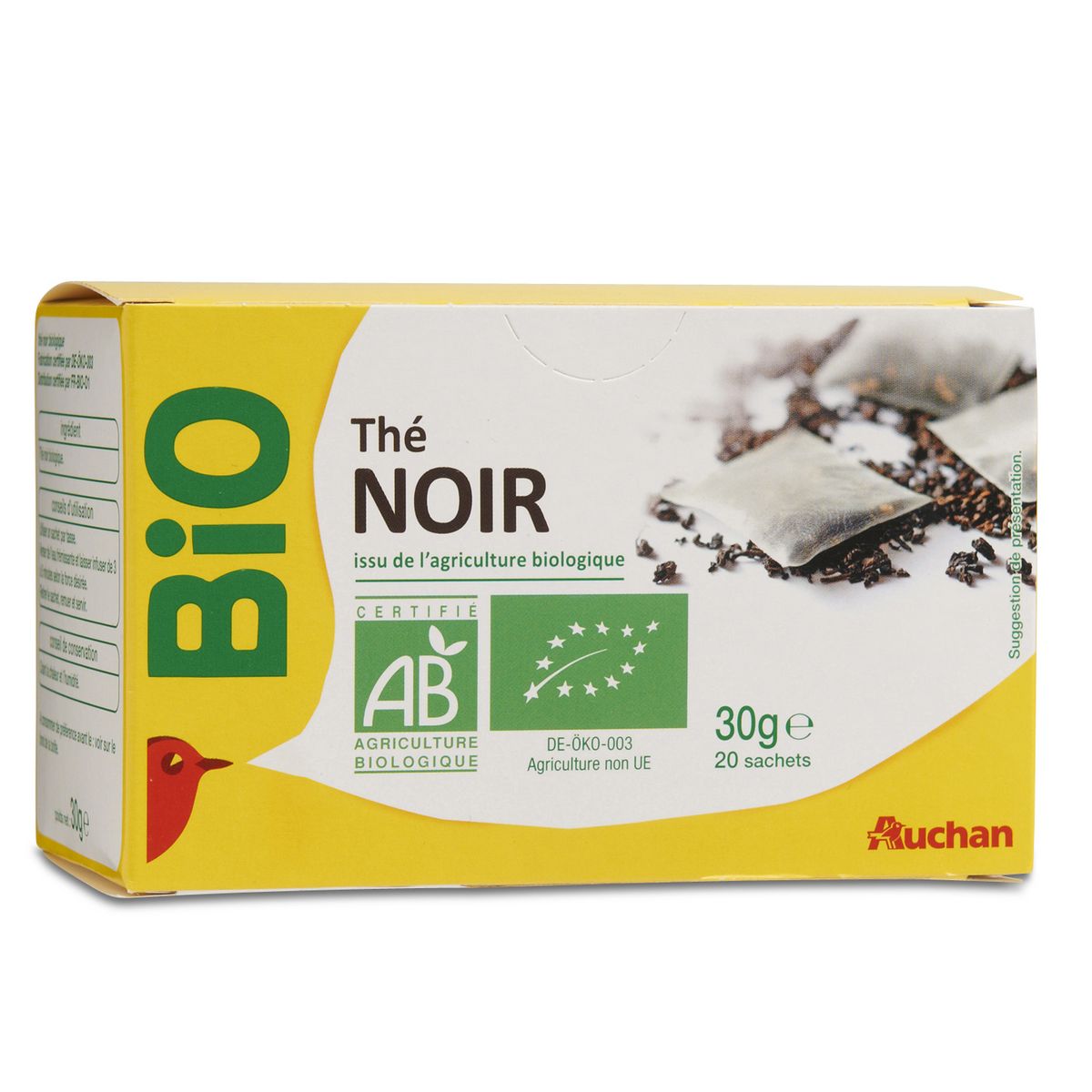 AUCHAN BIO Thé noir 20 sachets 30g