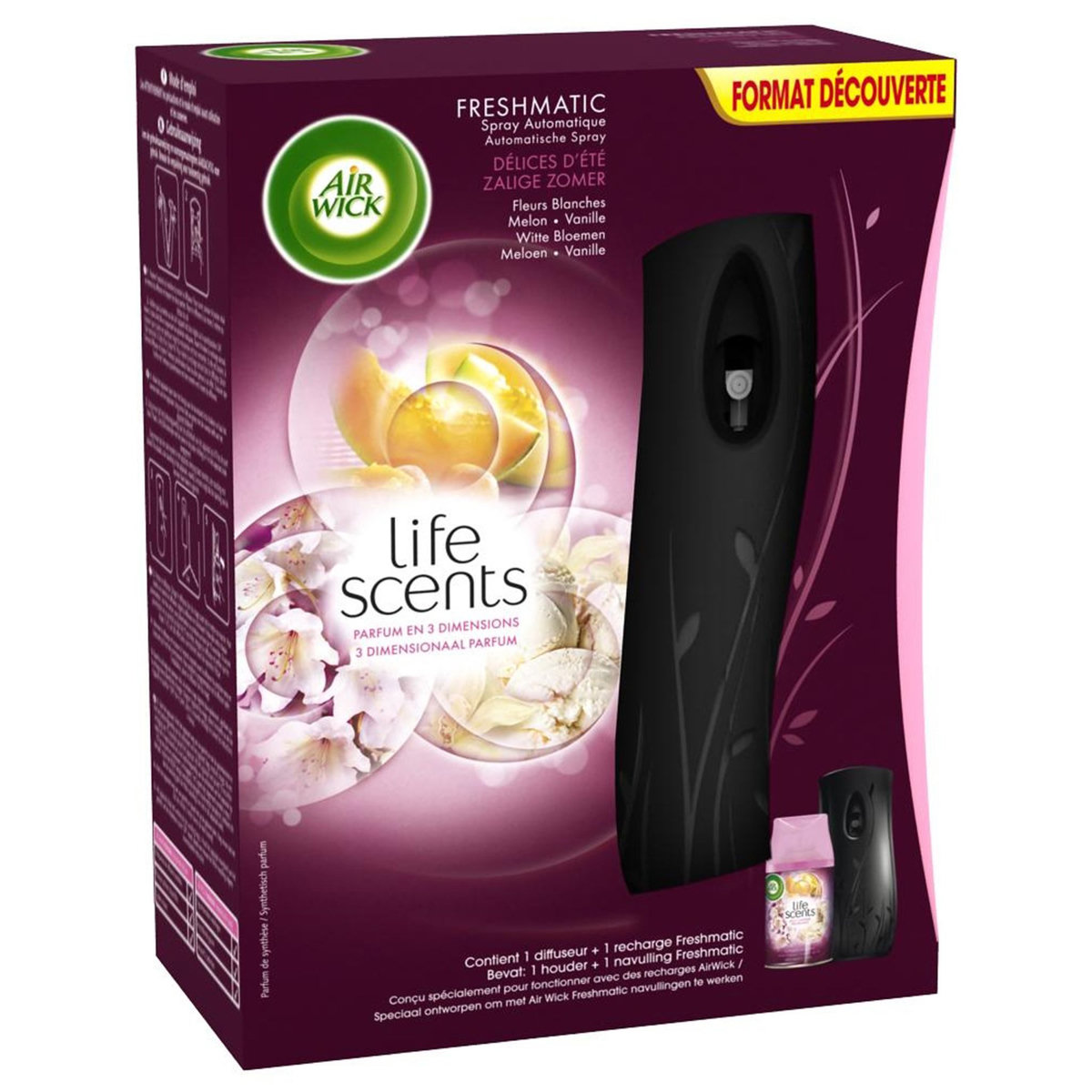 DÉSODORISANT AIR WICK FRESHMATIC FLEUR DE COTON | DIFFUSEUR D'AIR AIR