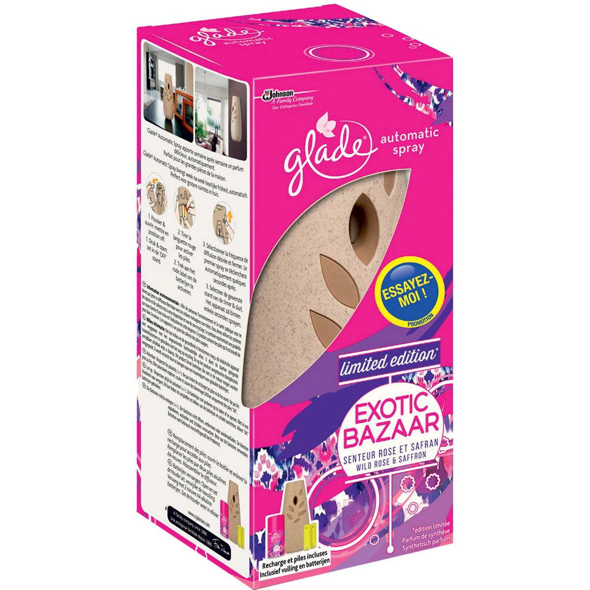 GLADE Désodorisant automatique rose & safran 269ml