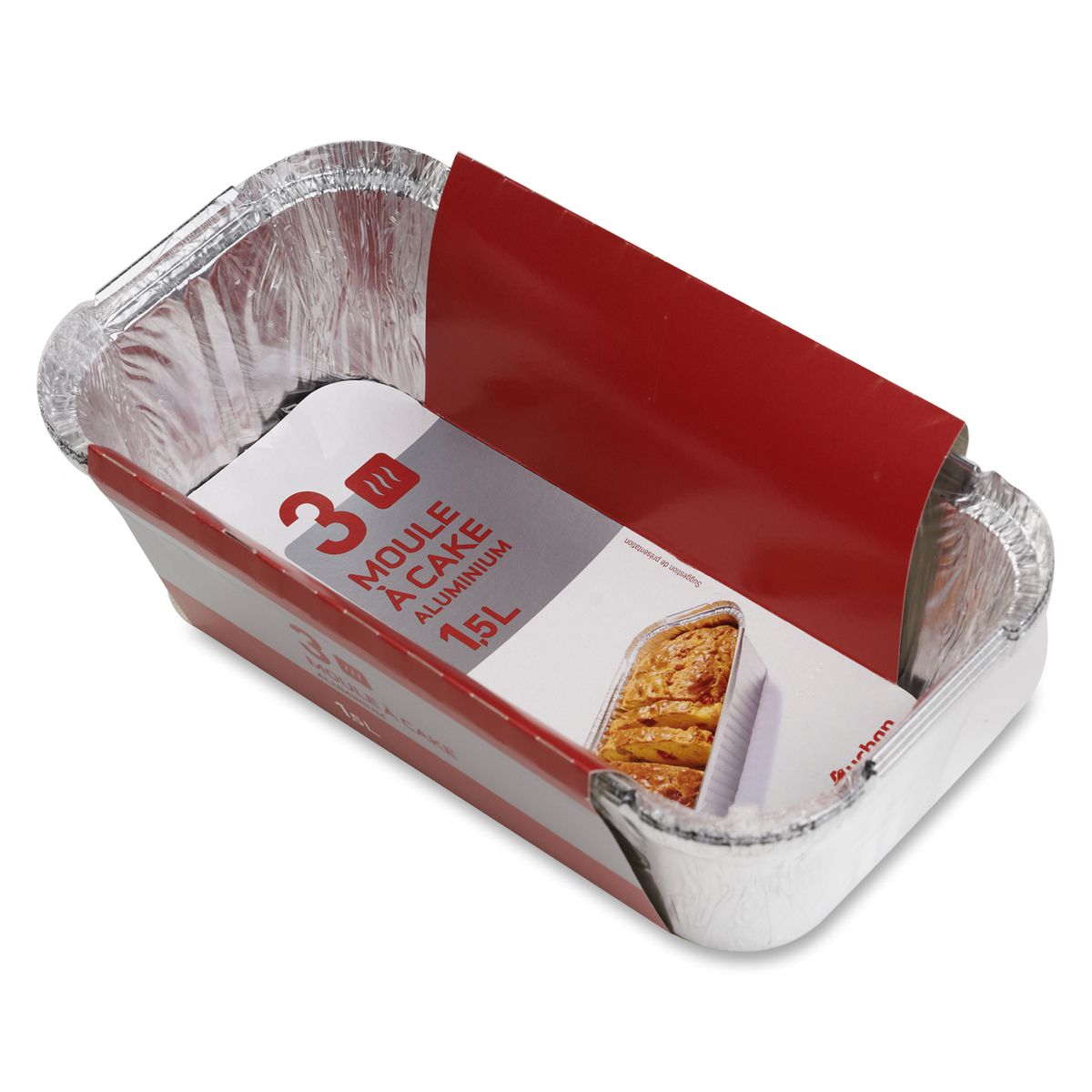 AUCHAN Barquette moule à cake en aluminium 1,5l 3 barquettes