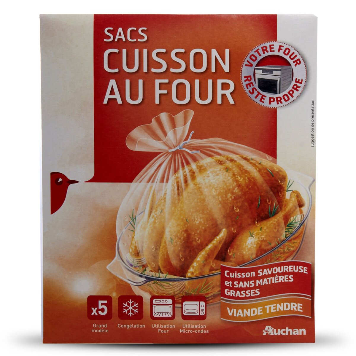 AUCHAN Auchan sacs cuisson au four grand modèle (35x43cm) x5 pas cher