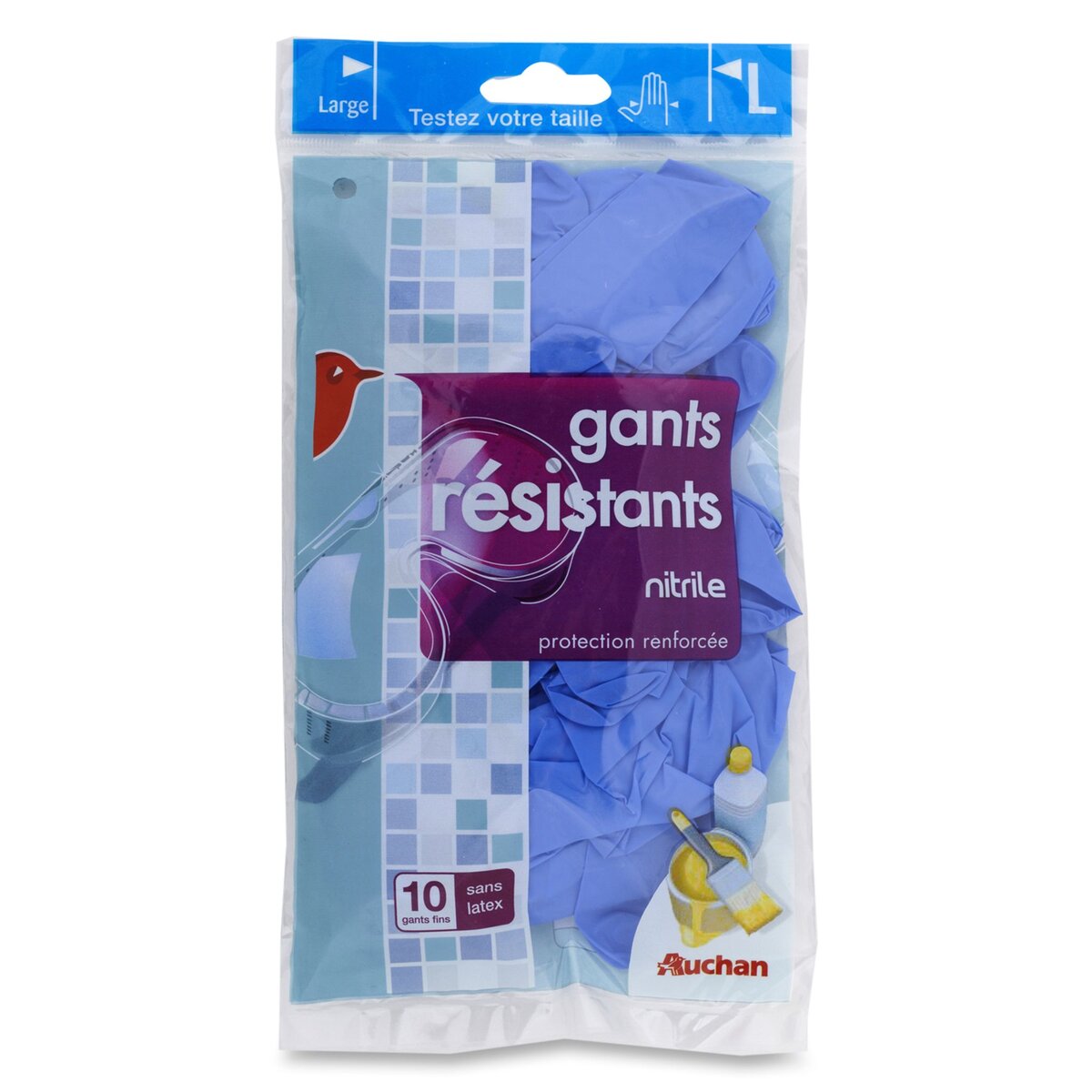 AUCHAN Auchan gants résistants nitrile large x10