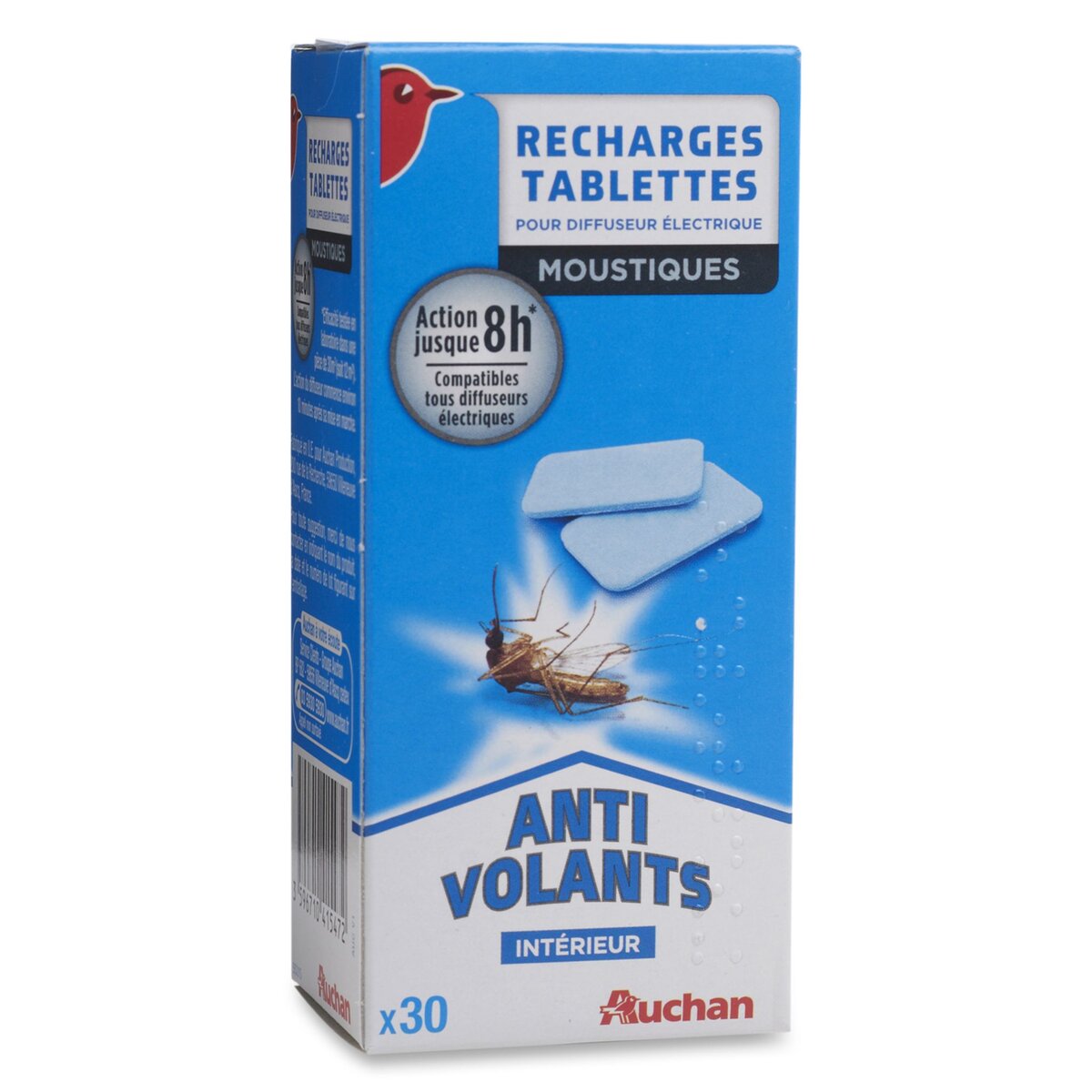 AUCHAN Recharges tablettes pour diffuseur électrique anti-moustiques efficace 30x8 heures 30 tablettes