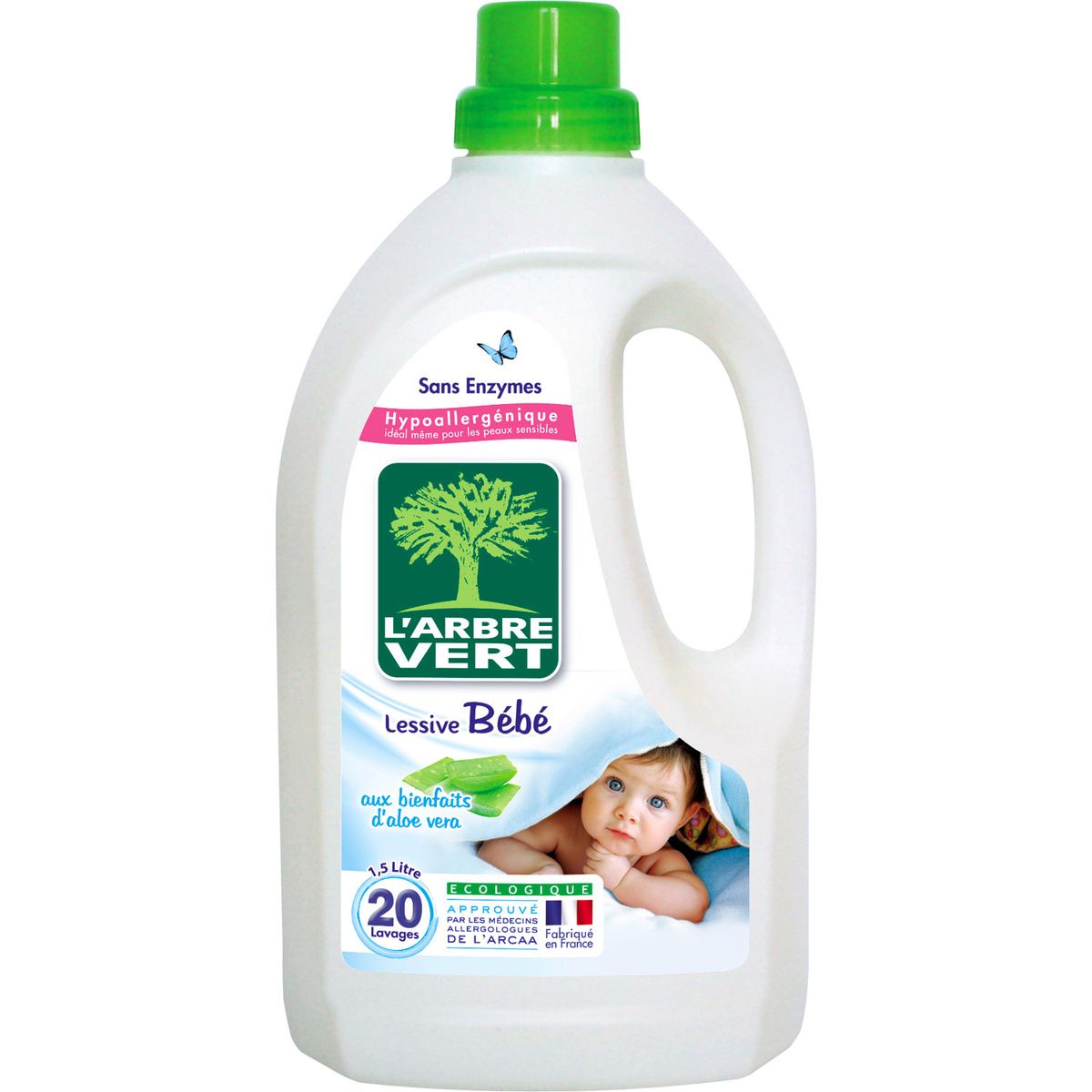 L'ARBRE VERT L'Arbre Vert Lessive bébé aux bienfaits d'aloe vera 20 lavages 1,5l 20 lavages 1,5l