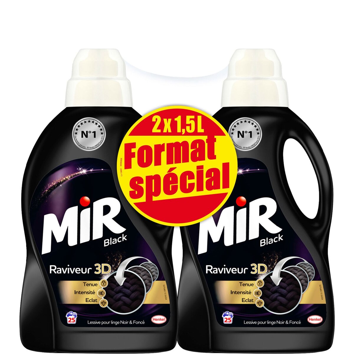 MIR Mir Black lessive spéciale concentrée 50 lavages -2x1,5l