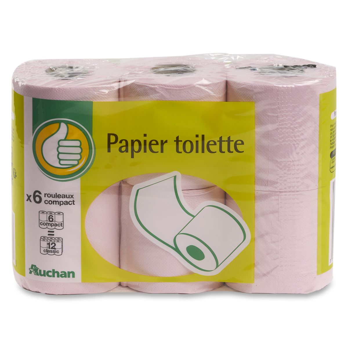 POUCE Papier toilette rose compact = 12 standards 6 rouleaux