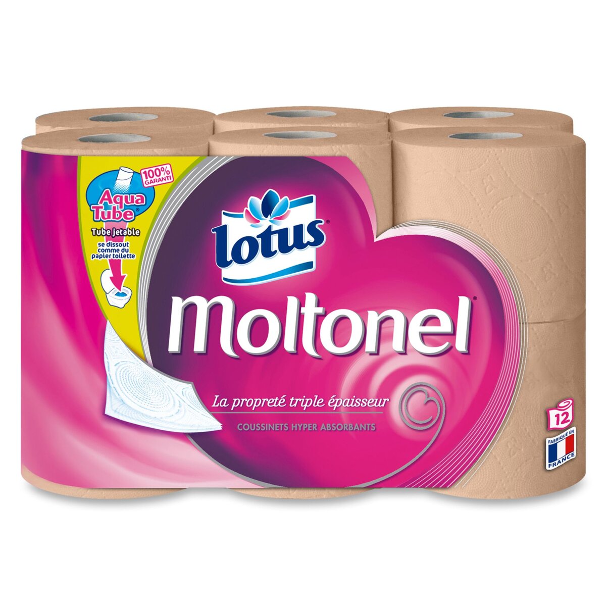 MOLTONEL Moltonel papier toilette couleur rouleau x12 pas cher 