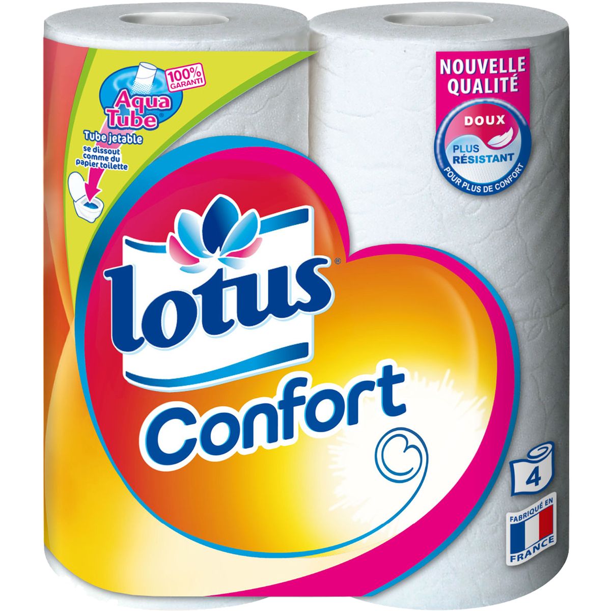 LOTUS Lotus confort papier toilette aquatube blanc rouleau x4