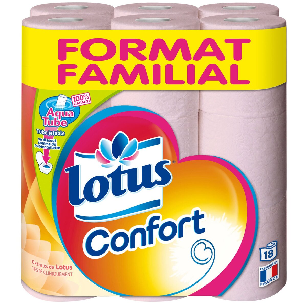 LOTUS Lotus confort papier toilette rose aquatube x18 familial